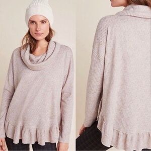 ⚡️Anthropologie MAUVE Addie Ruffled Hacci Knit Cowl Neck Sweater - Small